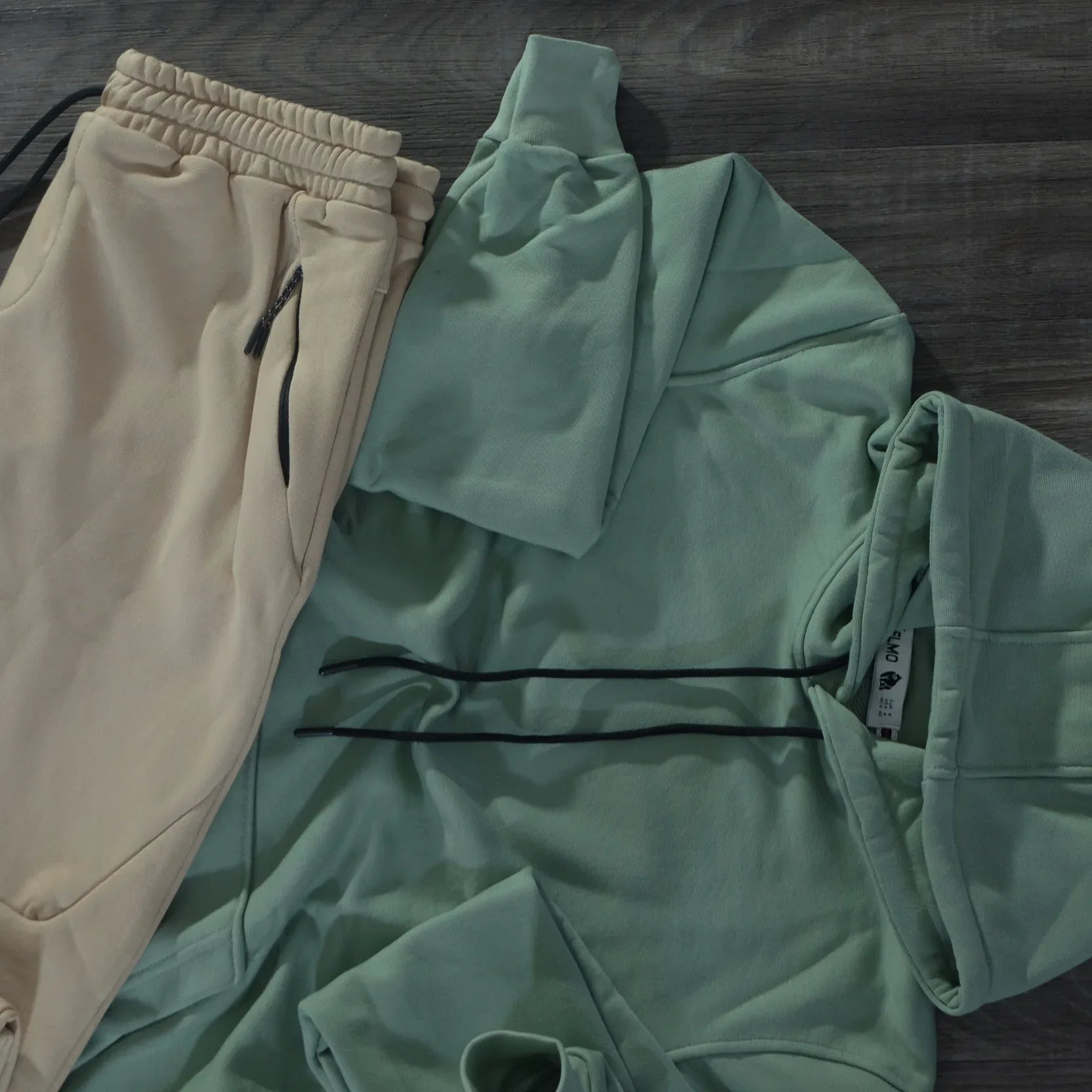 Ensemble Jogging Beska Beige + Capuche Cotton Vert Eau Kelmo