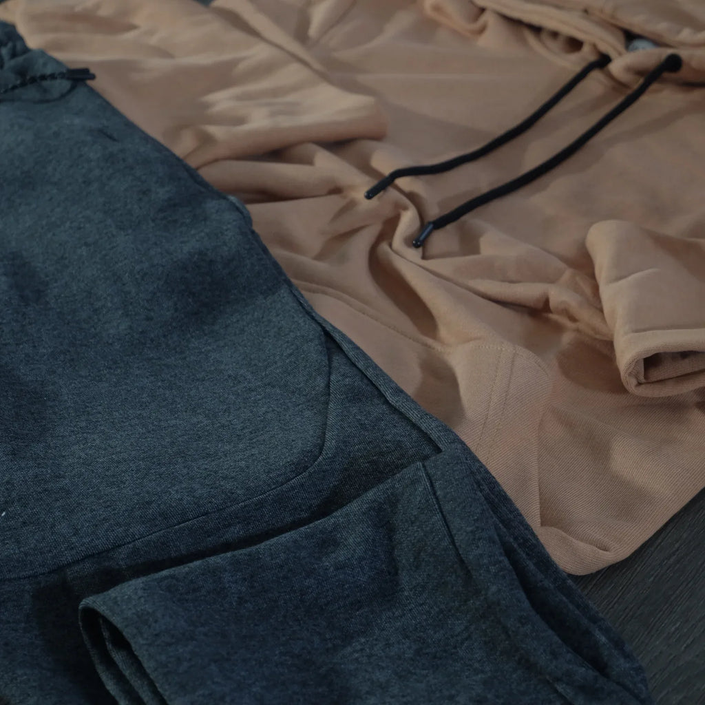 Ensemble Jogging Beska Gris Foncé + Capuche Cotton Beige Kelmo