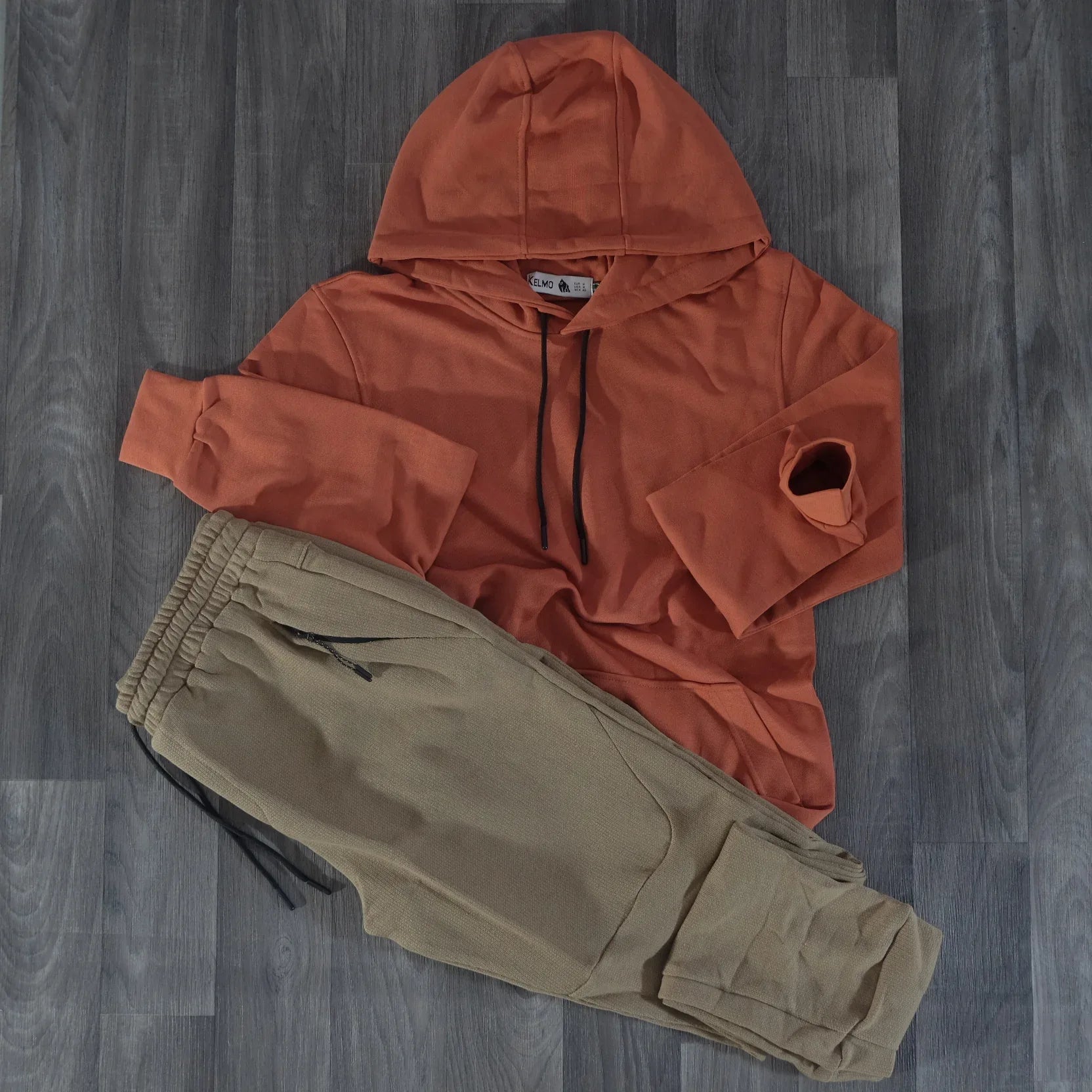 Ensemble Jogging Beska Beige + Capuche Cotton Rouge Brique Kelmo