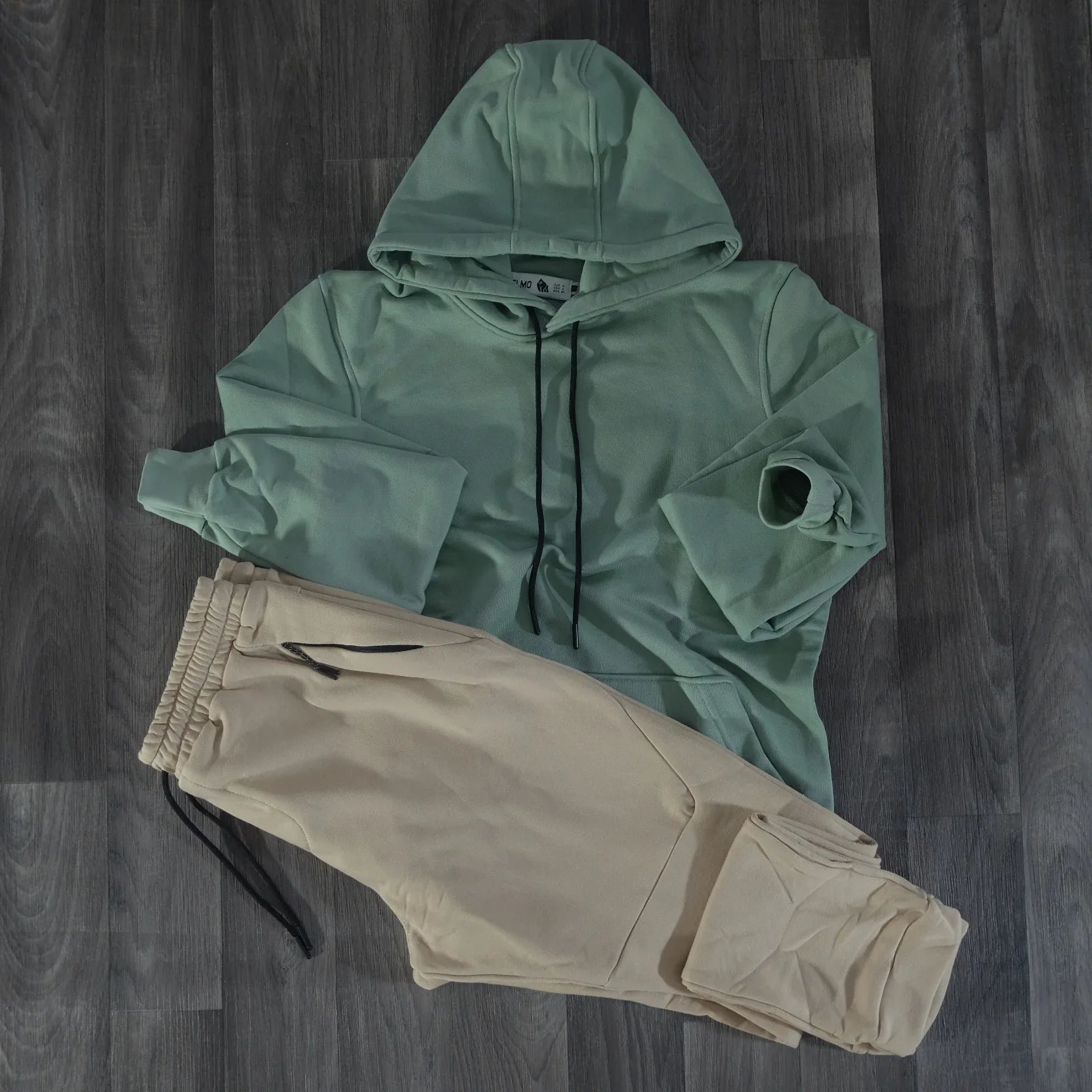 Ensemble Jogging Beska Beige + Capuche Cotton Vert Eau Kelmo
