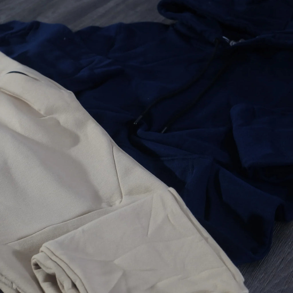 Ensemble Jogging Beska Beige + Capuche Cotton Bleu Marine Kelmo