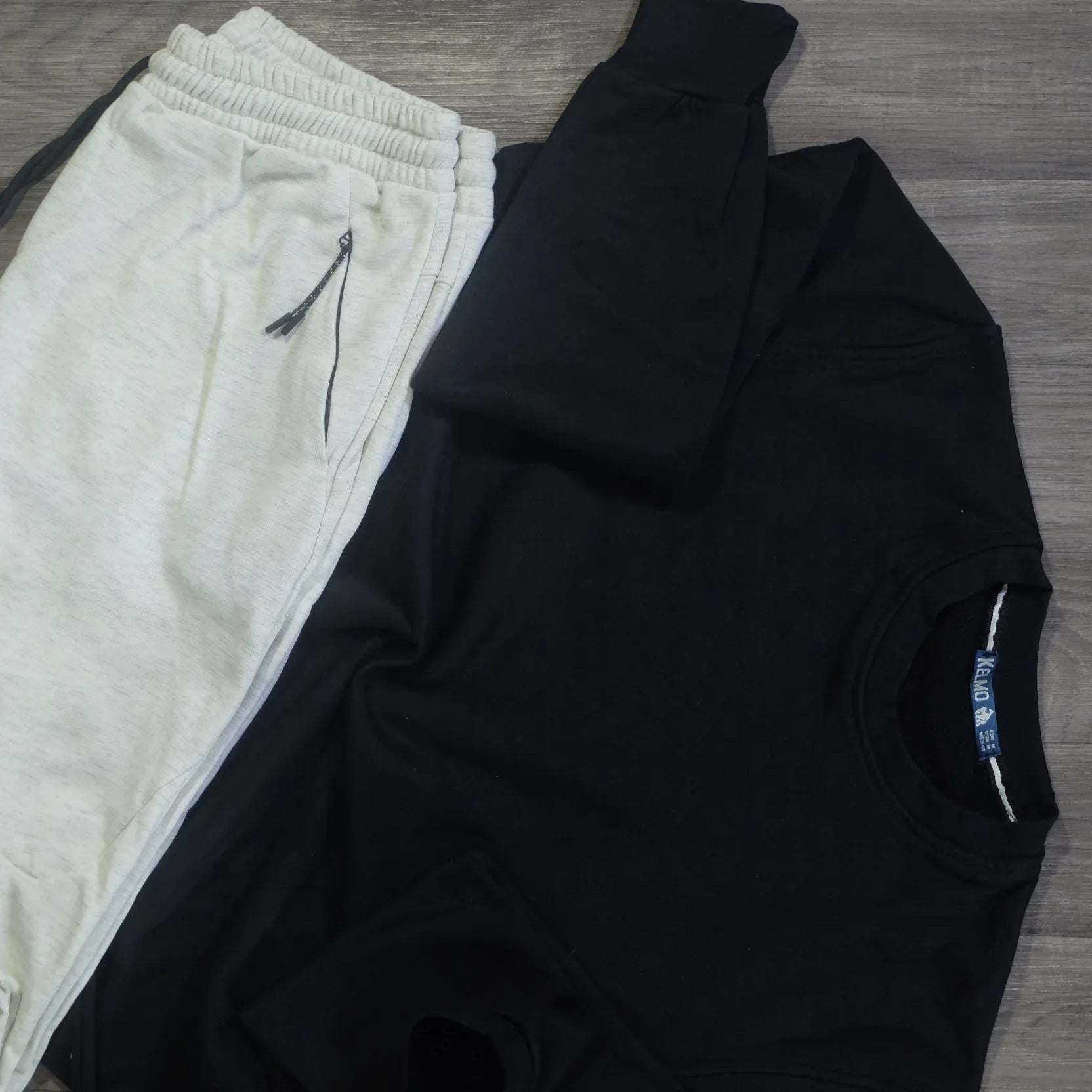 Ensemble Sweat Noir et Jogging Beska Gris Clair Kelmo