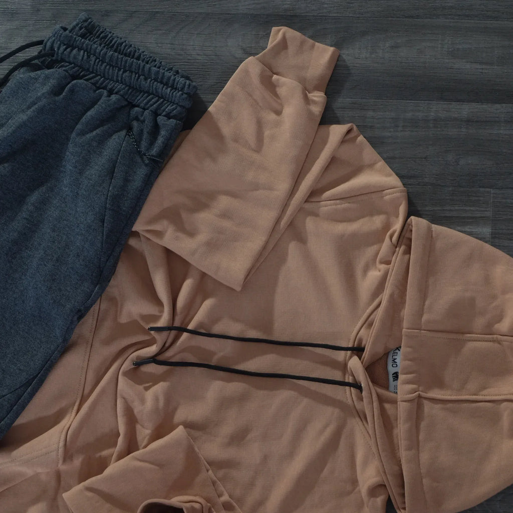 Ensemble Jogging Beska Gris Foncé + Capuche Cotton Beige Kelmo