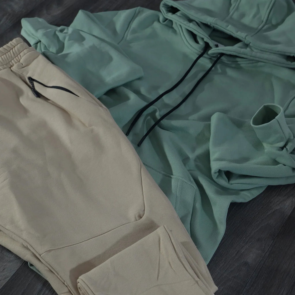 Ensemble Jogging Beska Beige + Capuche Cotton Vert Eau Kelmo