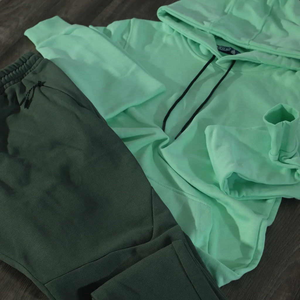 Ensemble Jogging Beska Kaki + Capuche Cotton Vert Eau Kelmo