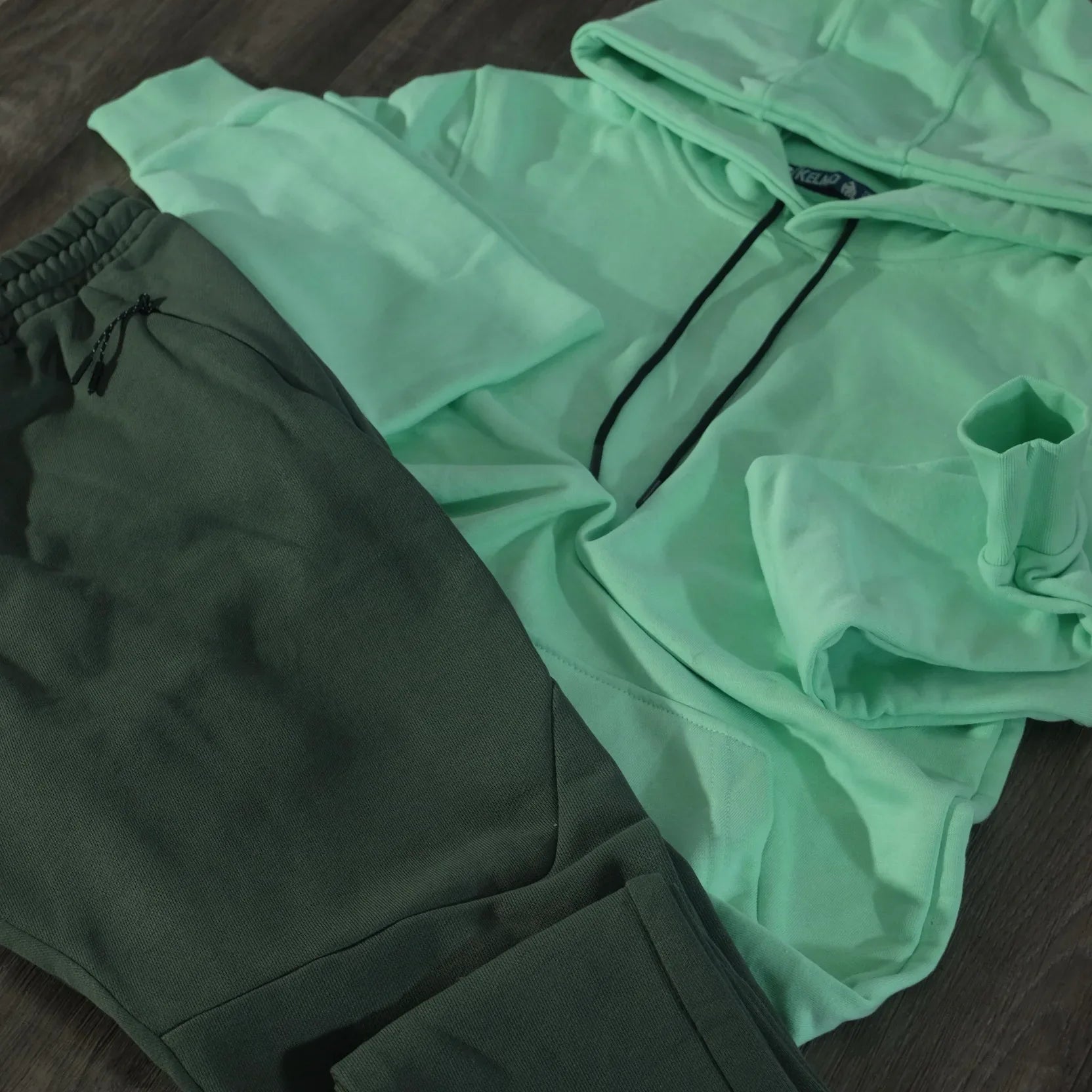 Ensemble Jogging Beska Kaki + Capuche Cotton Vert Eau Kelmo