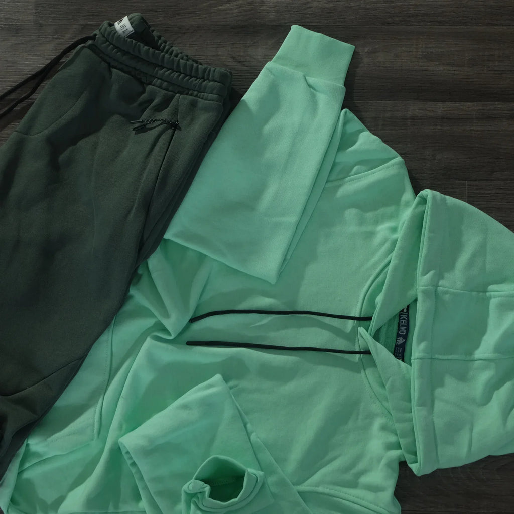 Ensemble Jogging Beska Kaki + Capuche Cotton Vert Eau Kelmo