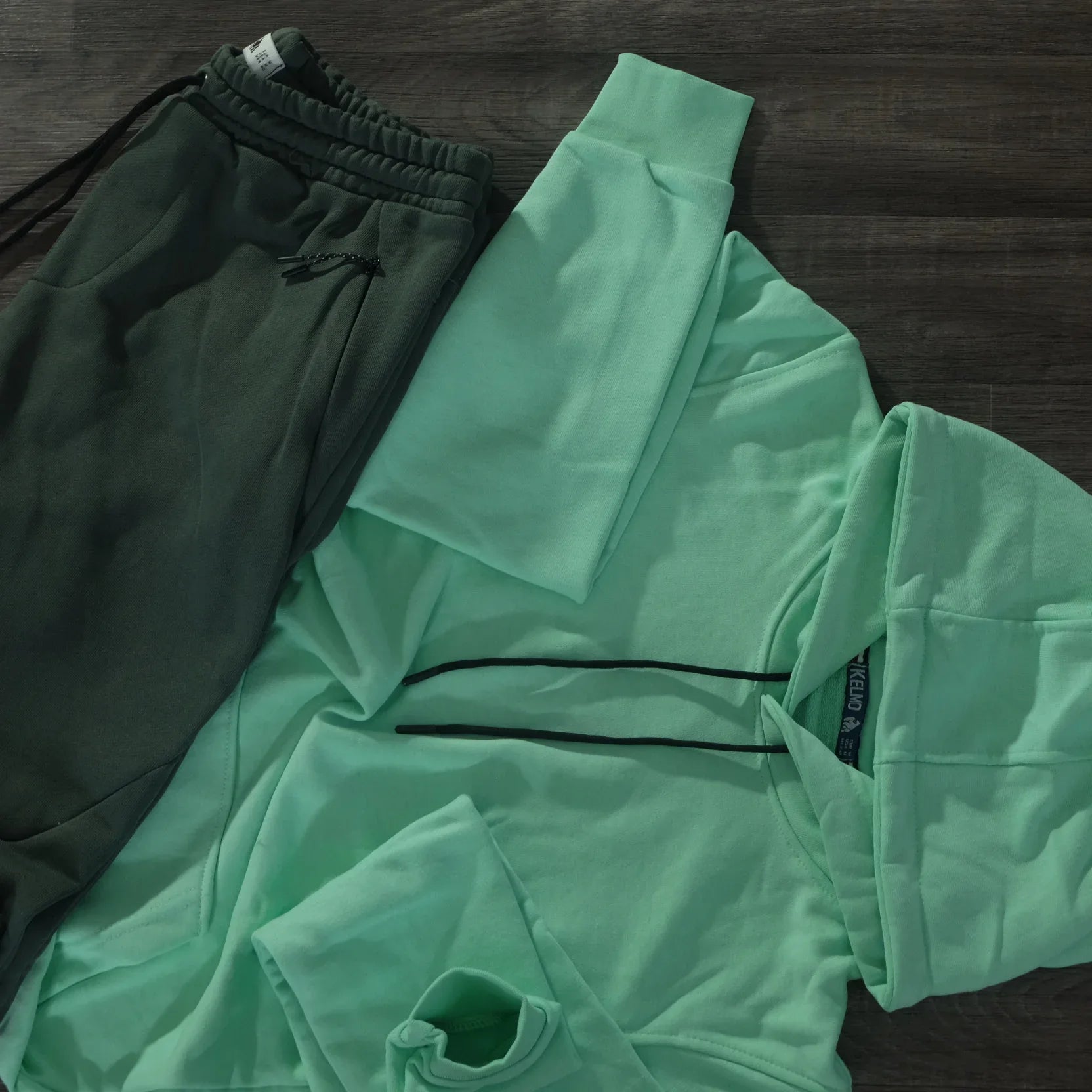 Ensemble Jogging Beska Kaki + Capuche Cotton Vert Eau Kelmo