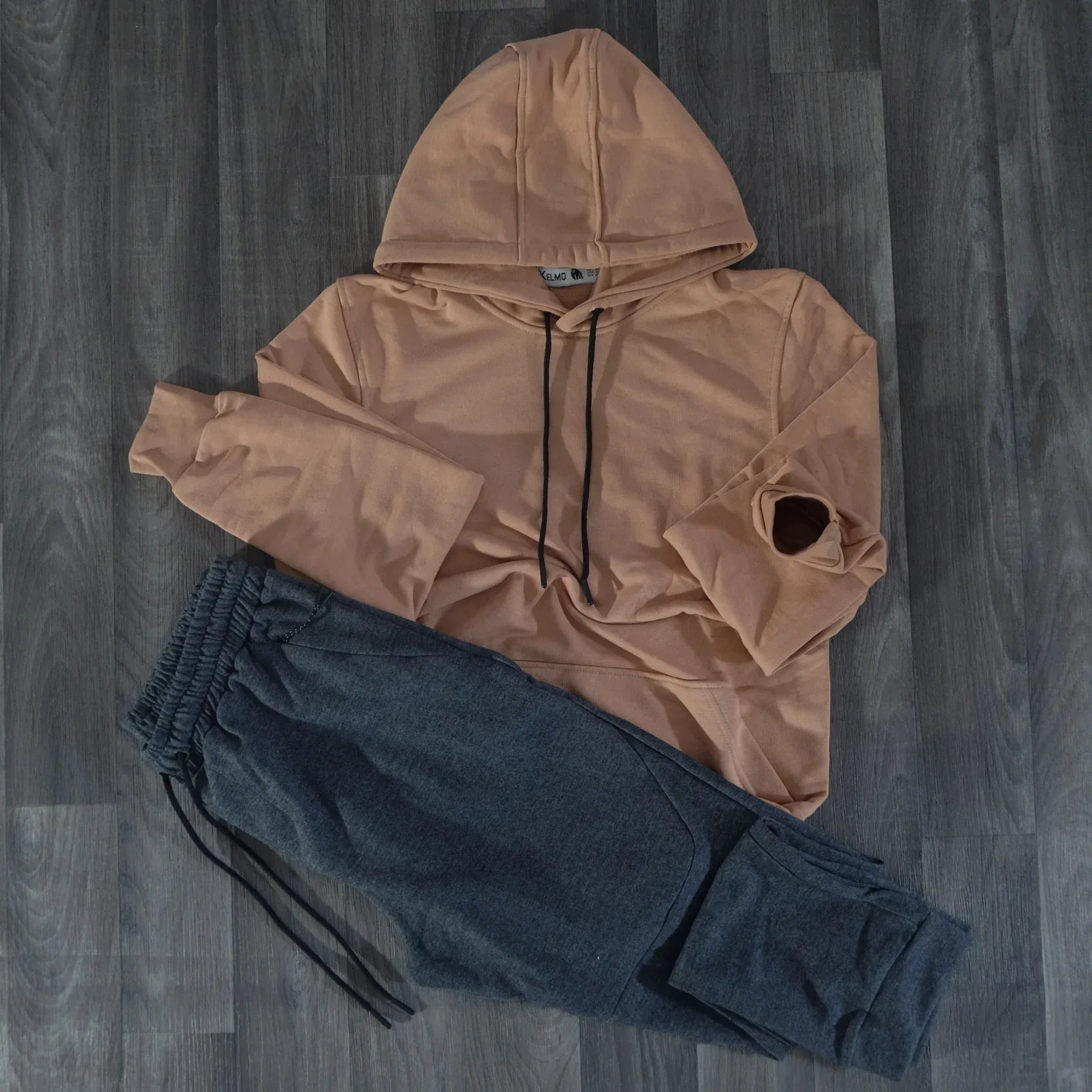 Ensemble Jogging Beska Gris Foncé + Capuche Cotton Beige Kelmo