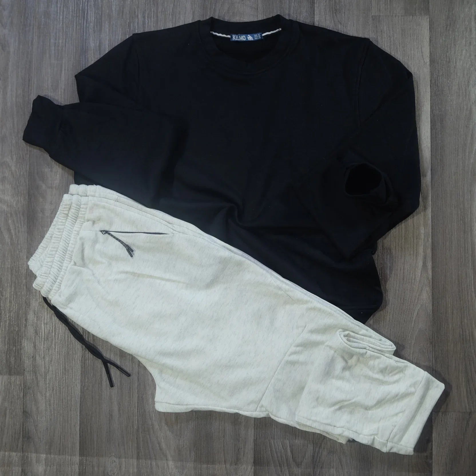 Ensemble Sweat Noir et Jogging Beska Gris Clair Kelmo