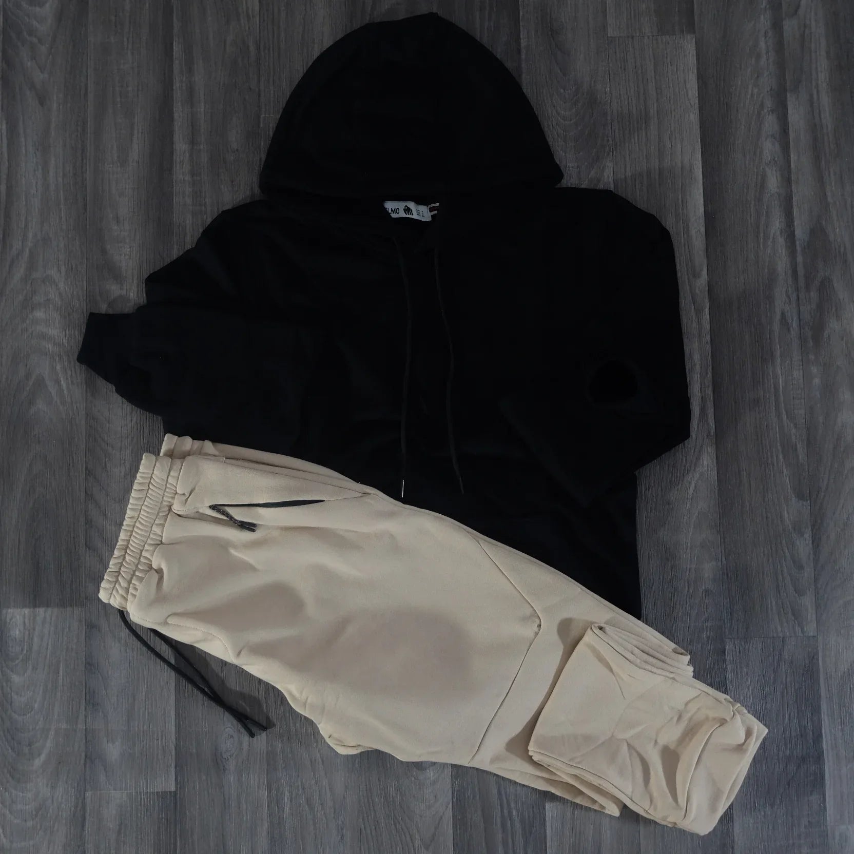 Ensemble Jogging Beska Beige + Capuche Cotton Noir Kelmo