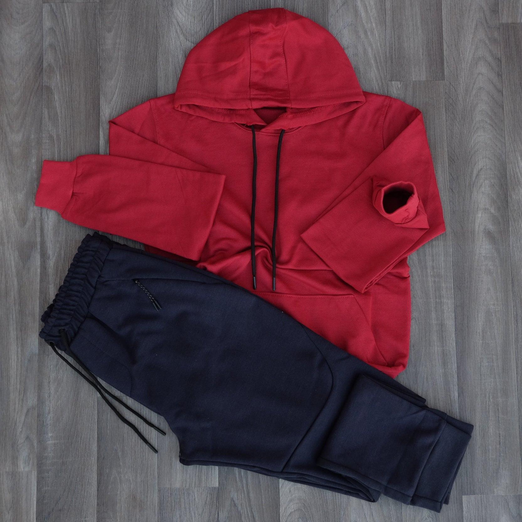 Ensemble Jogging Beska Bleu Marine + Sweat à Capuche Rouge Kelmo