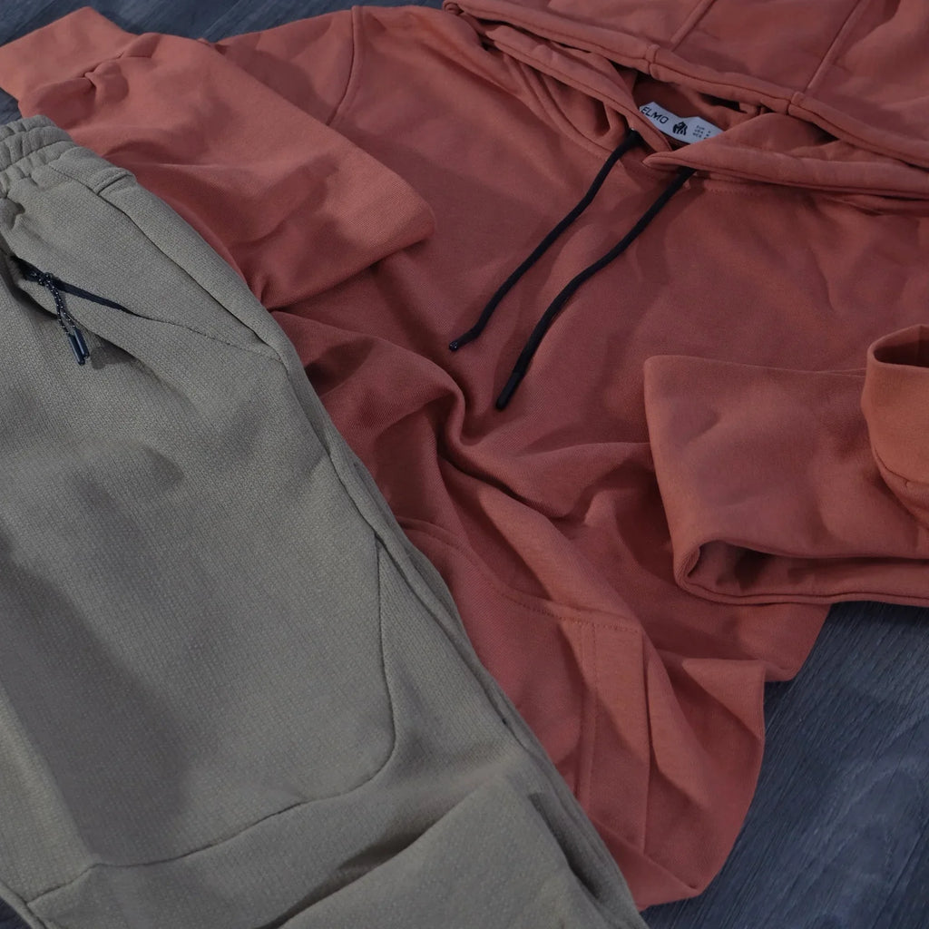 Ensemble Jogging Beska Beige + Capuche Cotton Rouge Brique Kelmo