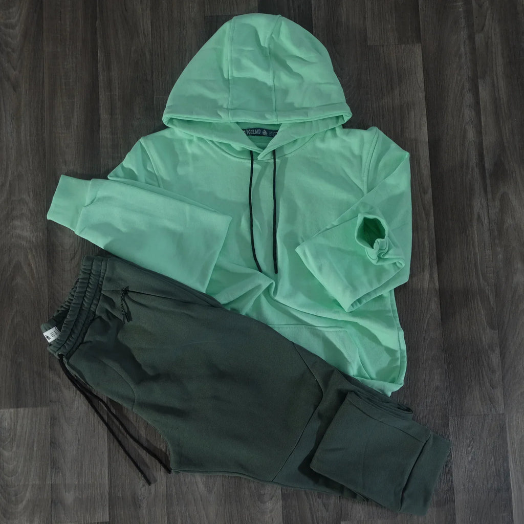 Ensemble Jogging Beska Kaki + Capuche Cotton Vert Eau Kelmo