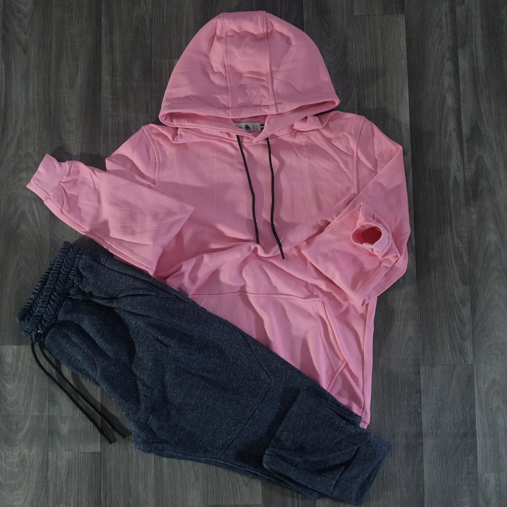 Ensemble Jogging Beska Bleu Marine Chine + Capuche Cotton Rose Kelmo
