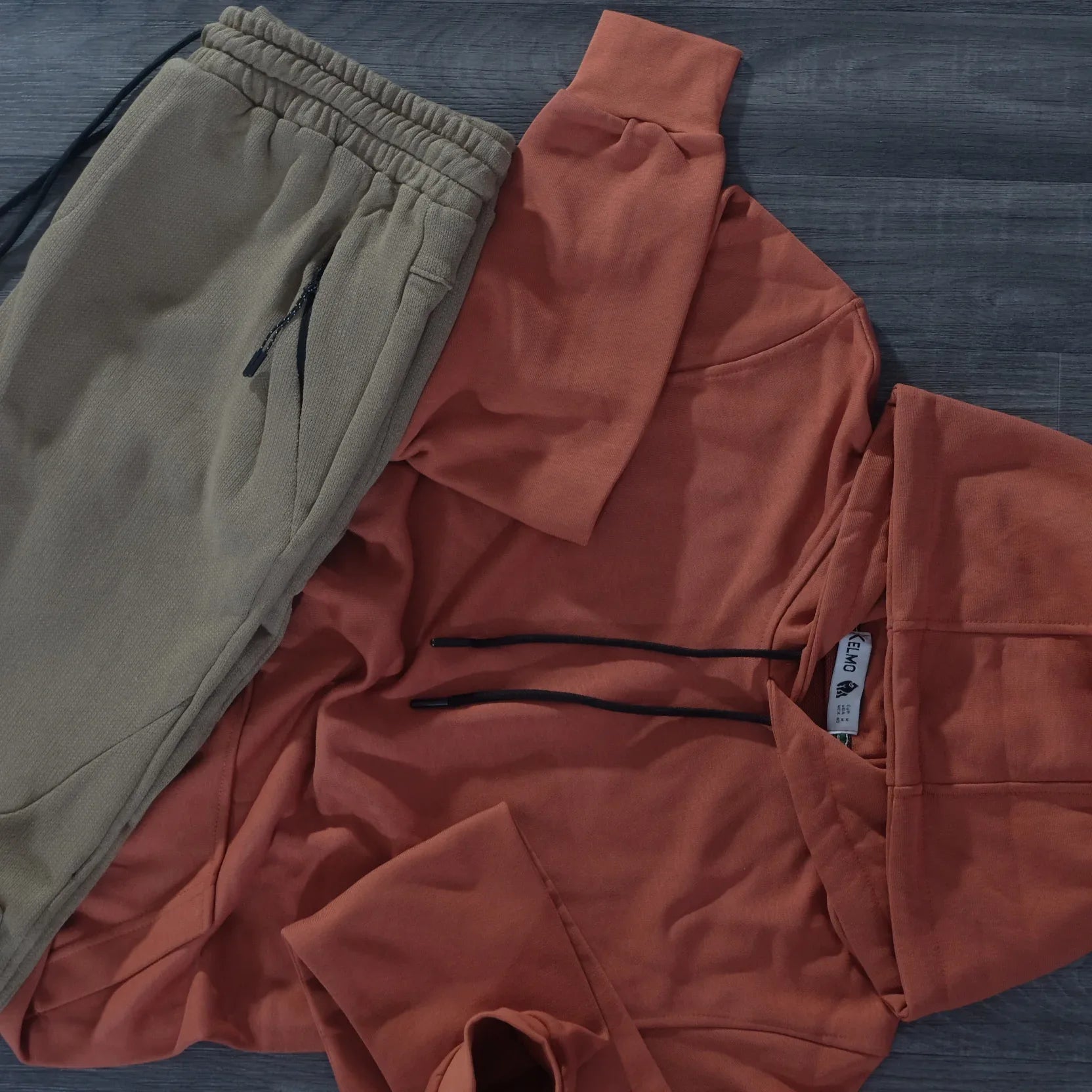 Ensemble Jogging Beska Beige + Capuche Cotton Rouge Brique Kelmo