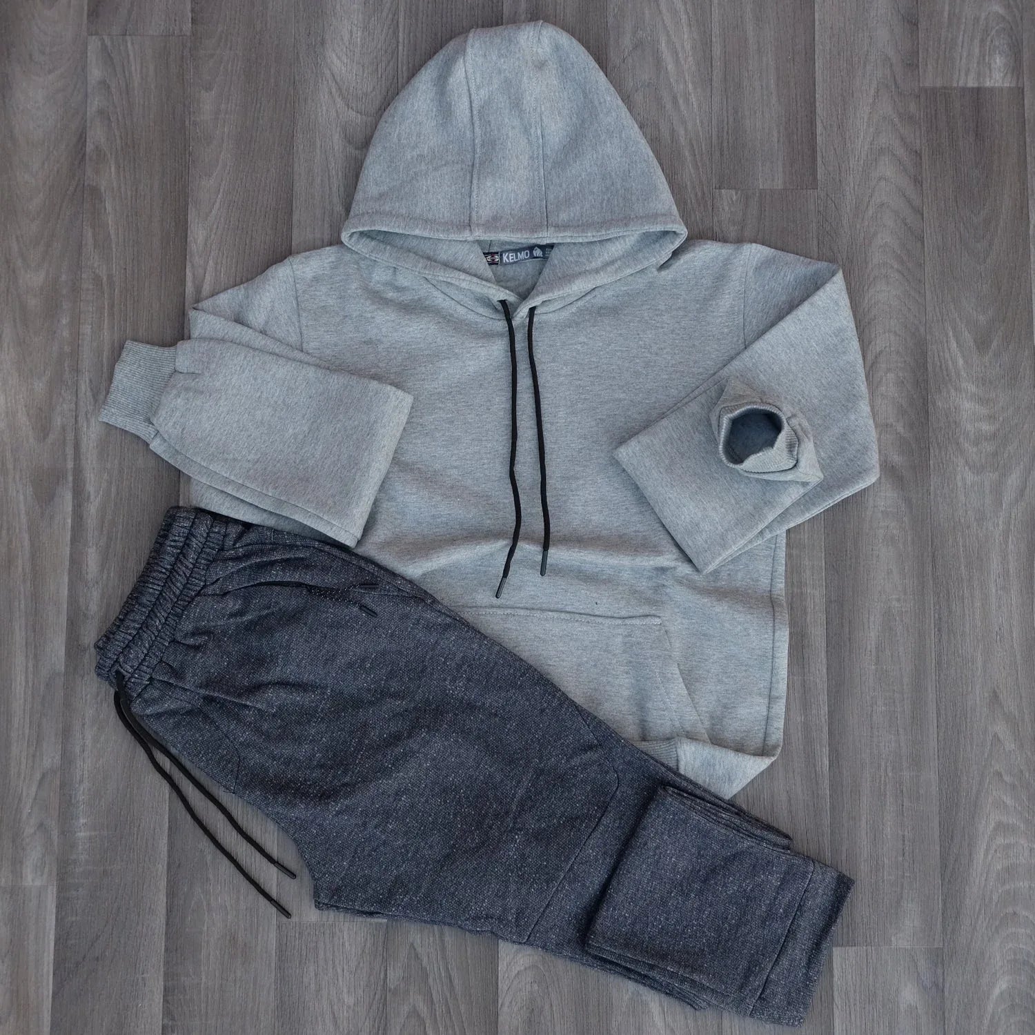 Ensemble Jogging Beska Bleu Chine + Capuche Cotton Gris Chine Kelmo