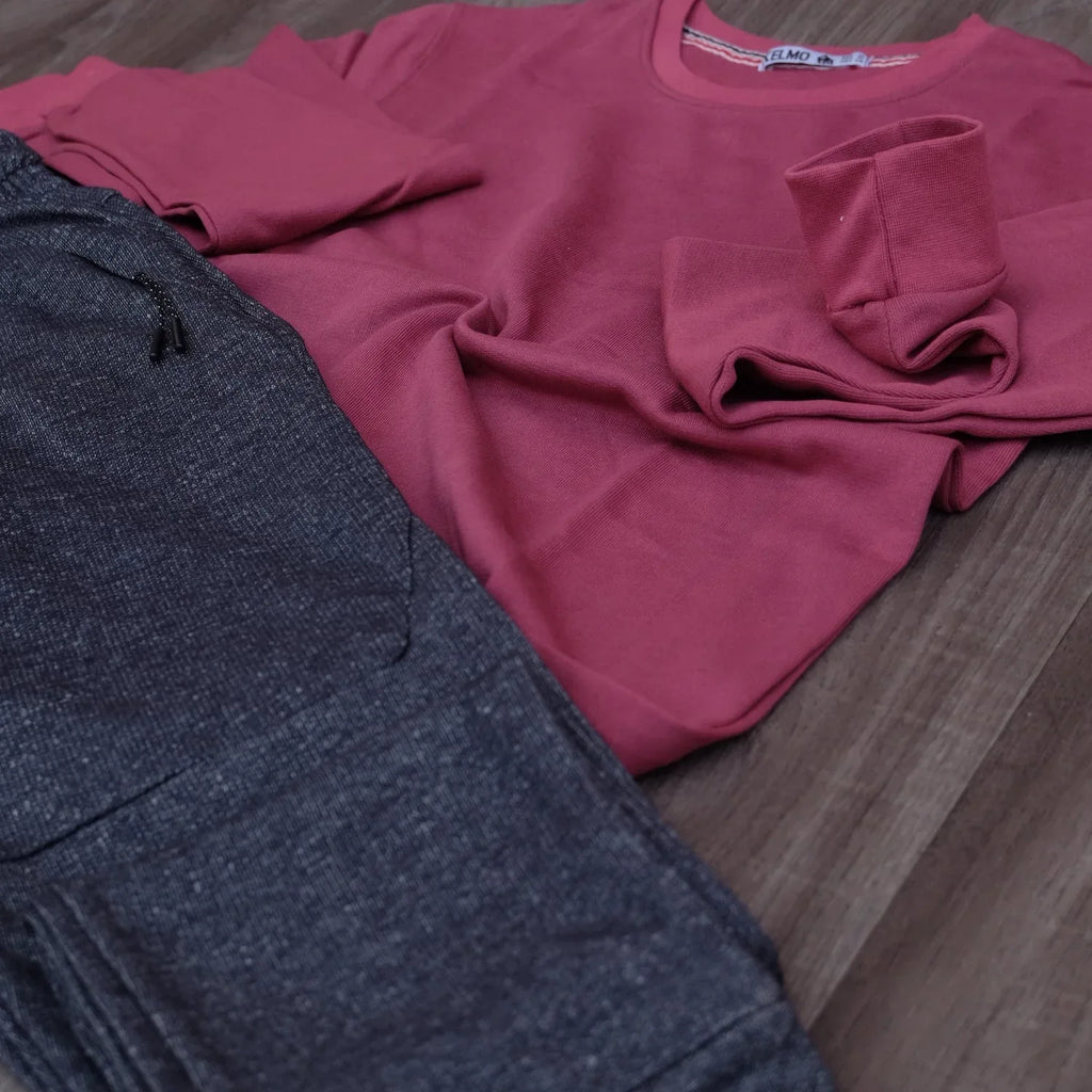 Ensemble Jogging Beska Bleu Chine + Sweat Grenat Clair Kelmo