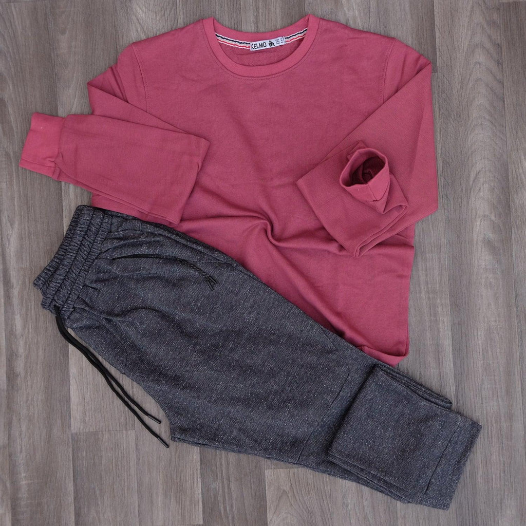 Ensemble Jogging Beska Bleu Chine + Sweat Grenat Clair Kelmo