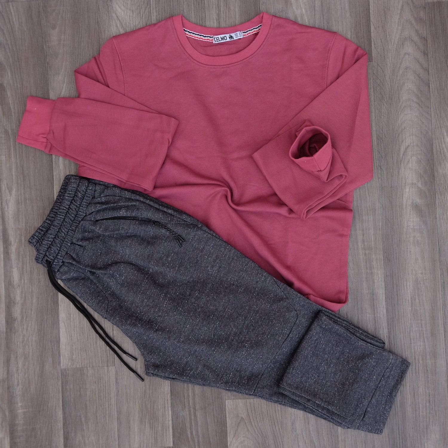 Ensemble Jogging Beska Bleu Chine + Sweat Grenat Clair Kelmo