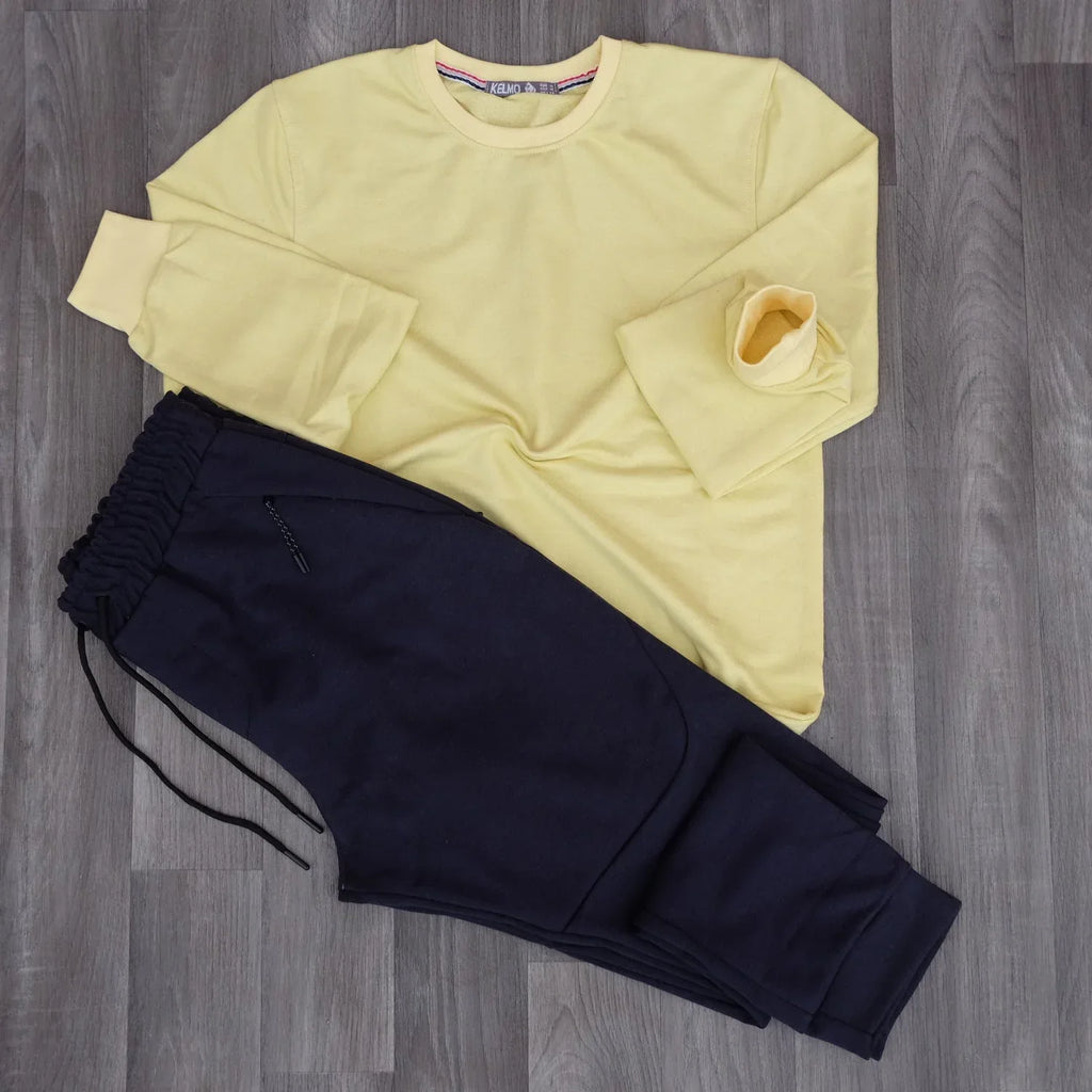 Ensemble Jogging Beska Bleu Marine + Sweat jaune poussin Kelmo