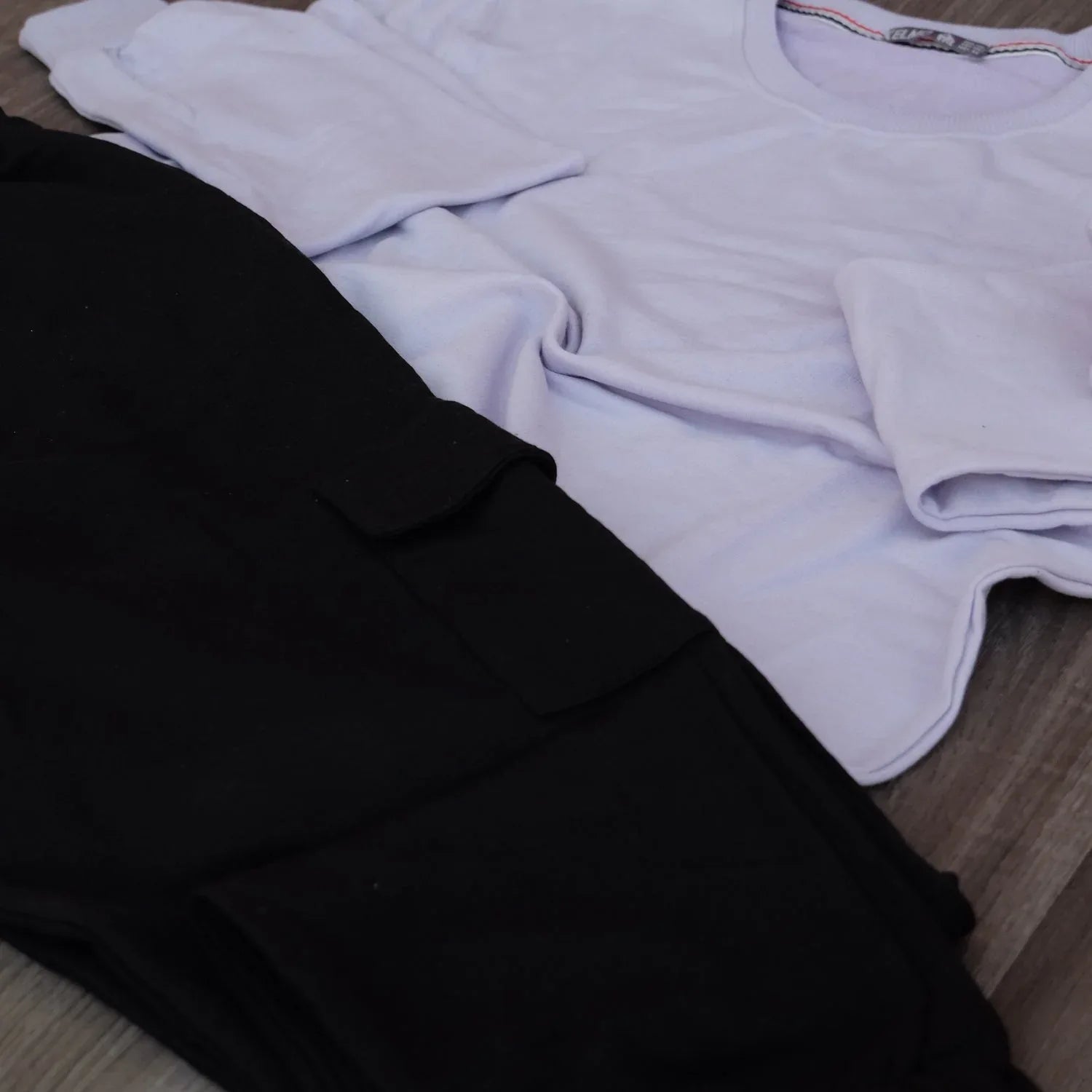 Ensemble Jogging Cargo Noir + Sweat Mauve Kelmo