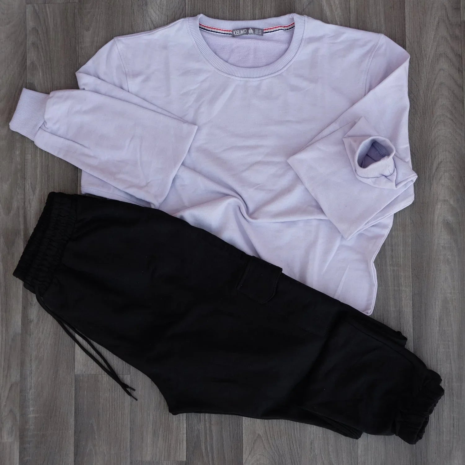 Ensemble Jogging Cargo Noir + Sweat Mauve Kelmo