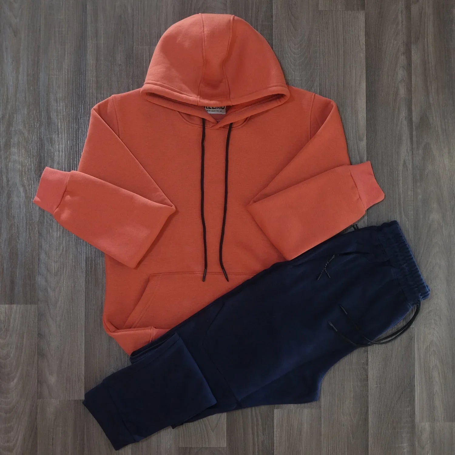 Ensemble Jogging Beska Bleu Marine + Capuche Cotton Rouge Brique Kelmo