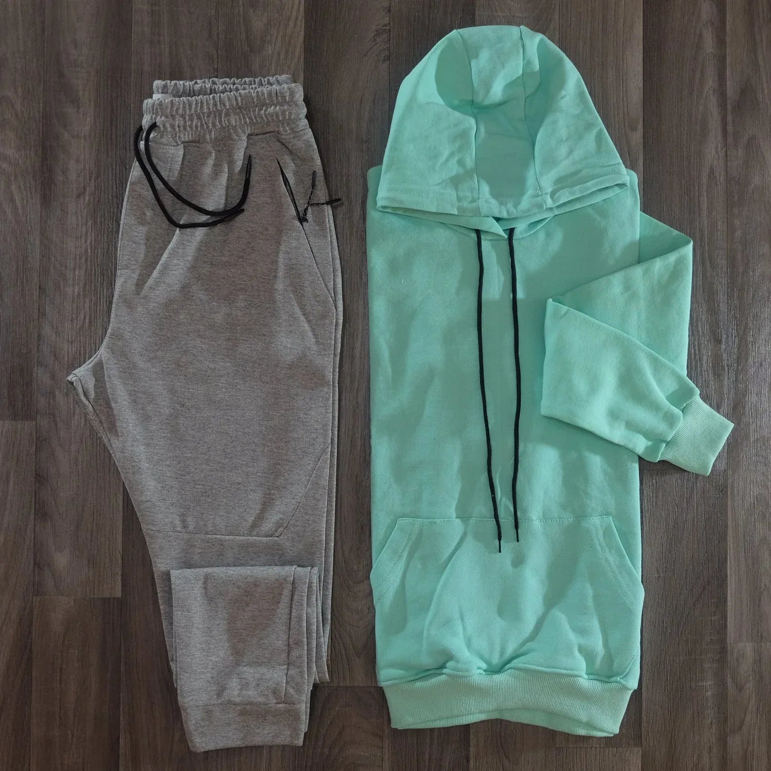Ensemble Jogging Beska Gris Clair + Capuche Vert Eau Kelmo