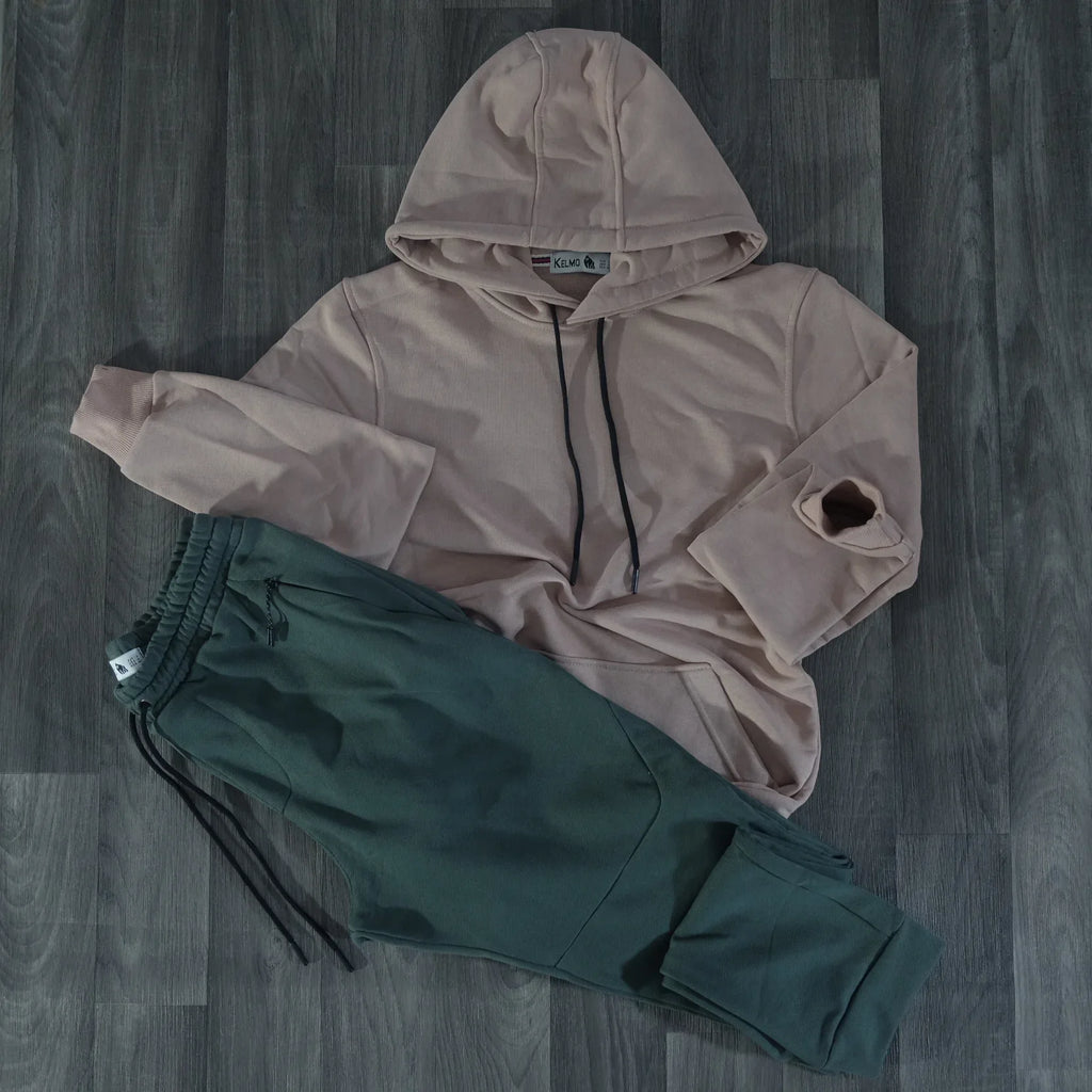 Ensemble Jogging Beska Kaki + Capuche Cotton Beige Kelmo