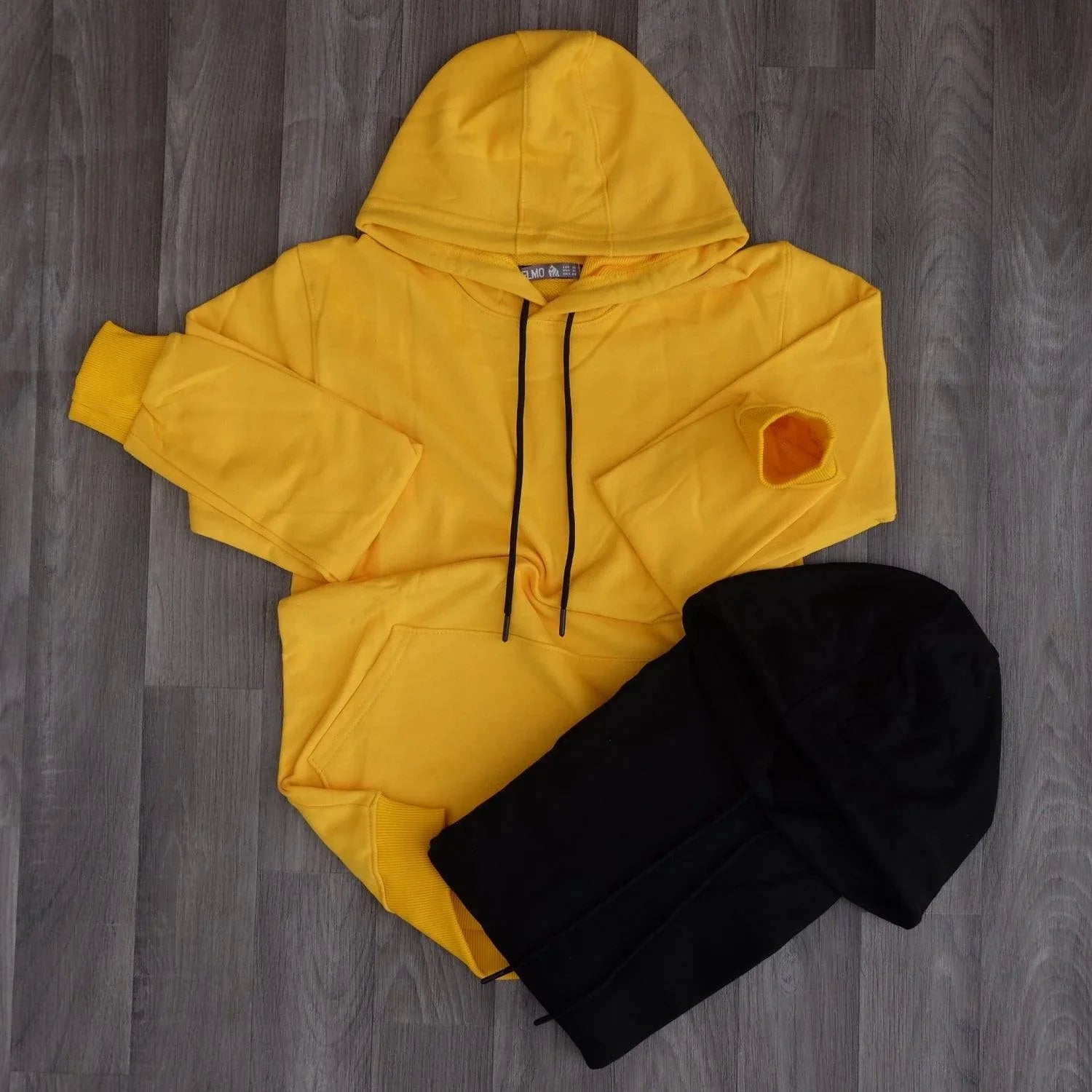 Pack 2 Sweat a Capuche Cotton Jaune Motard + Noir Kelmo 2XL