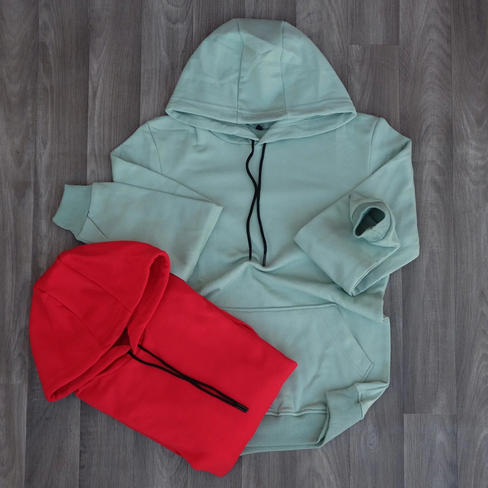 Pack de 2 Sweats à Capuche Vert Eau et Rouge Kelmo