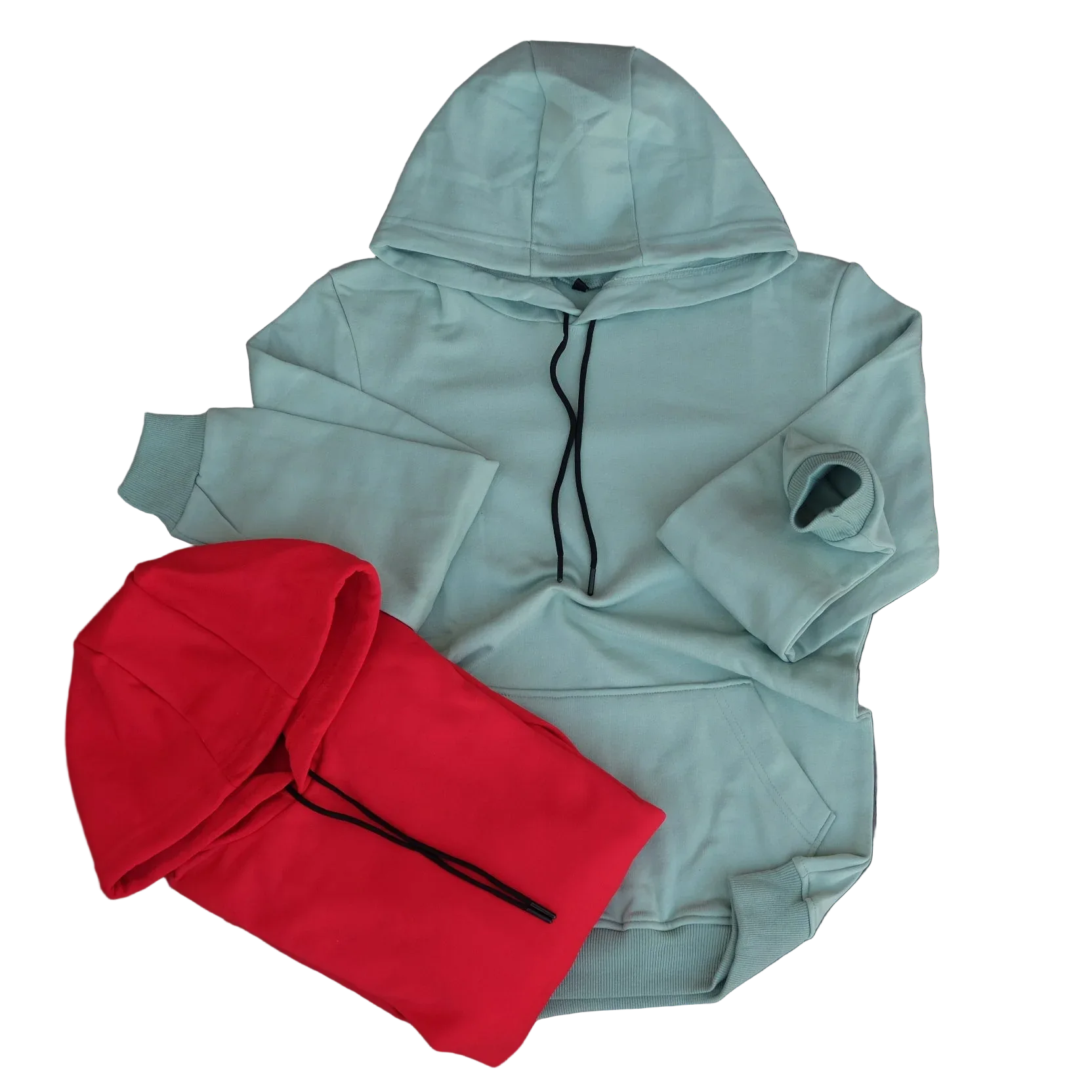 Pack de 2 Sweats à Capuche Vert Eau et Rouge Kelmo